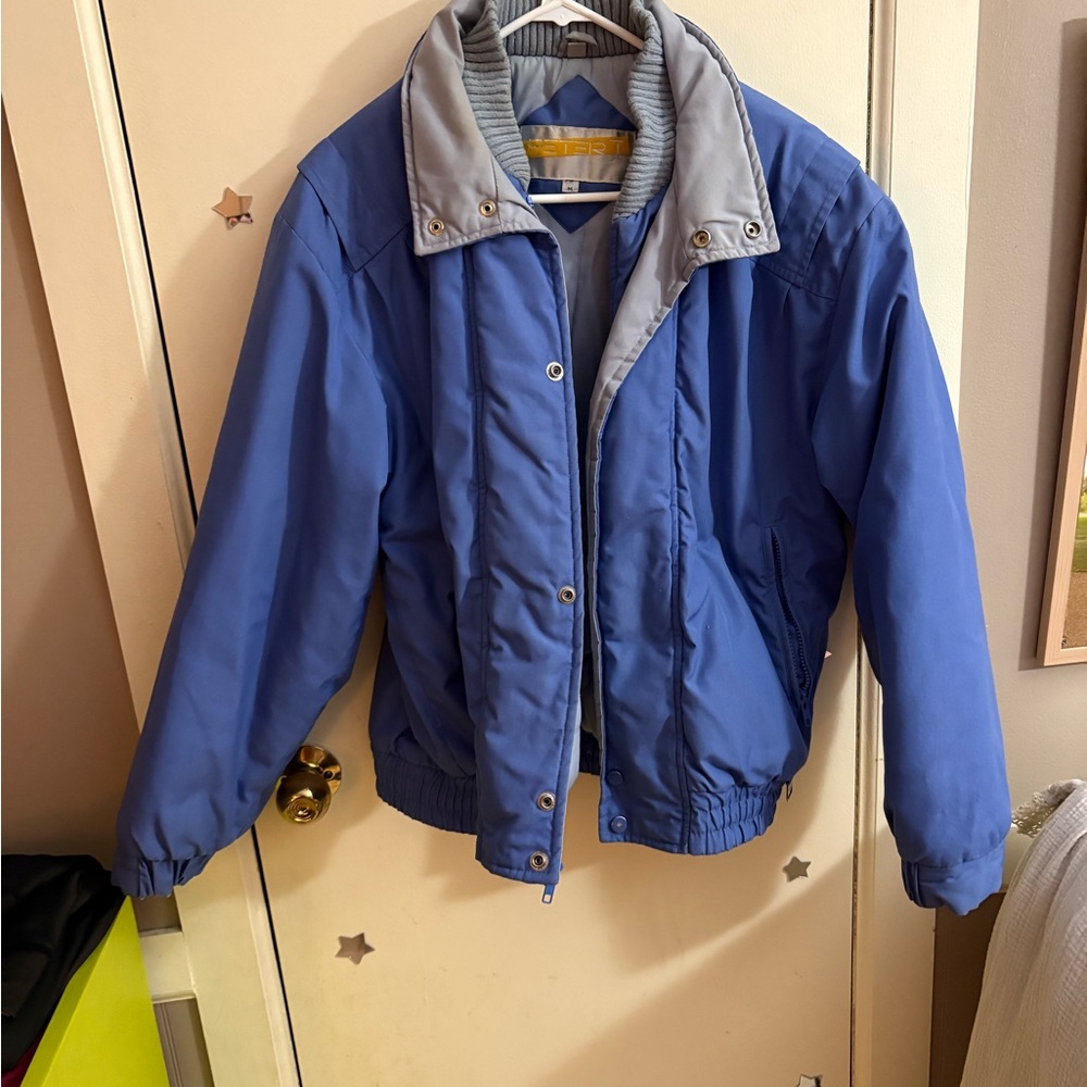 Peter J Blue and Gray Puffer Jacket